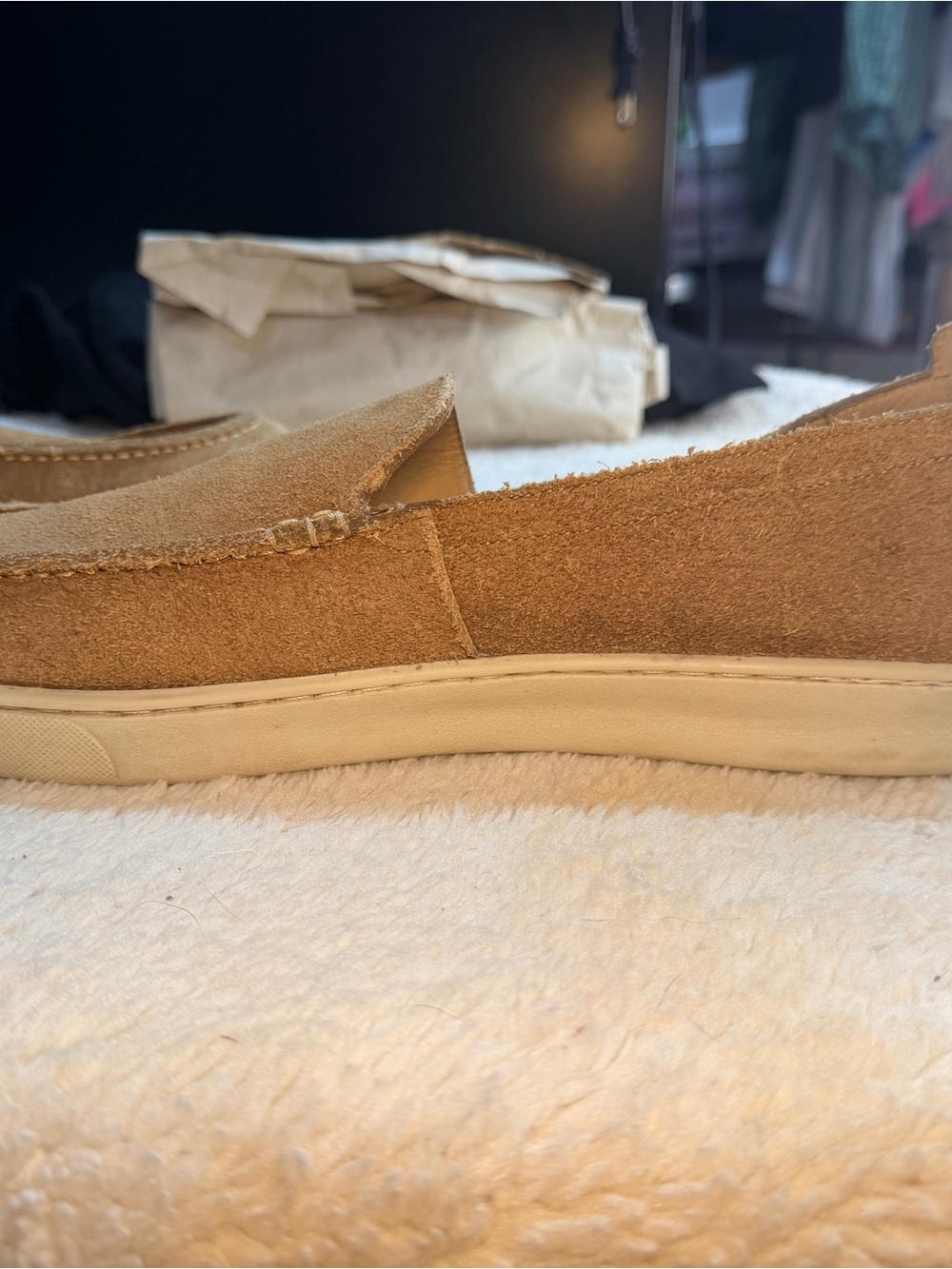 968. LIKE NEW Suede Slip-On Loafers — Light Brown Casual Men’s Loafers - Picture 4 of 8